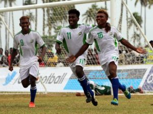 Solomon Islands celebrate their opening goal. Image: OFC Media